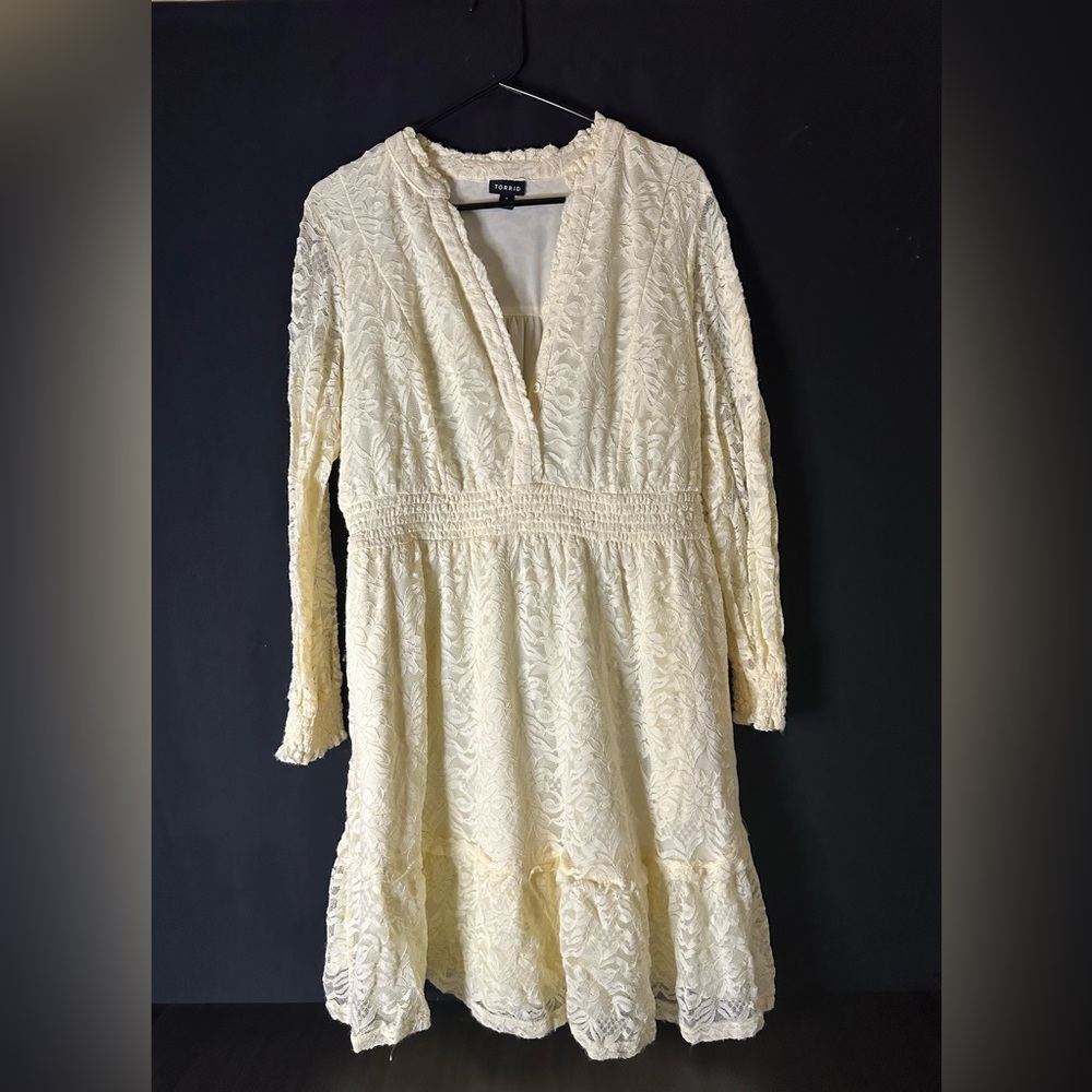 Torrid Ivory Long Sleeve Lace Dress